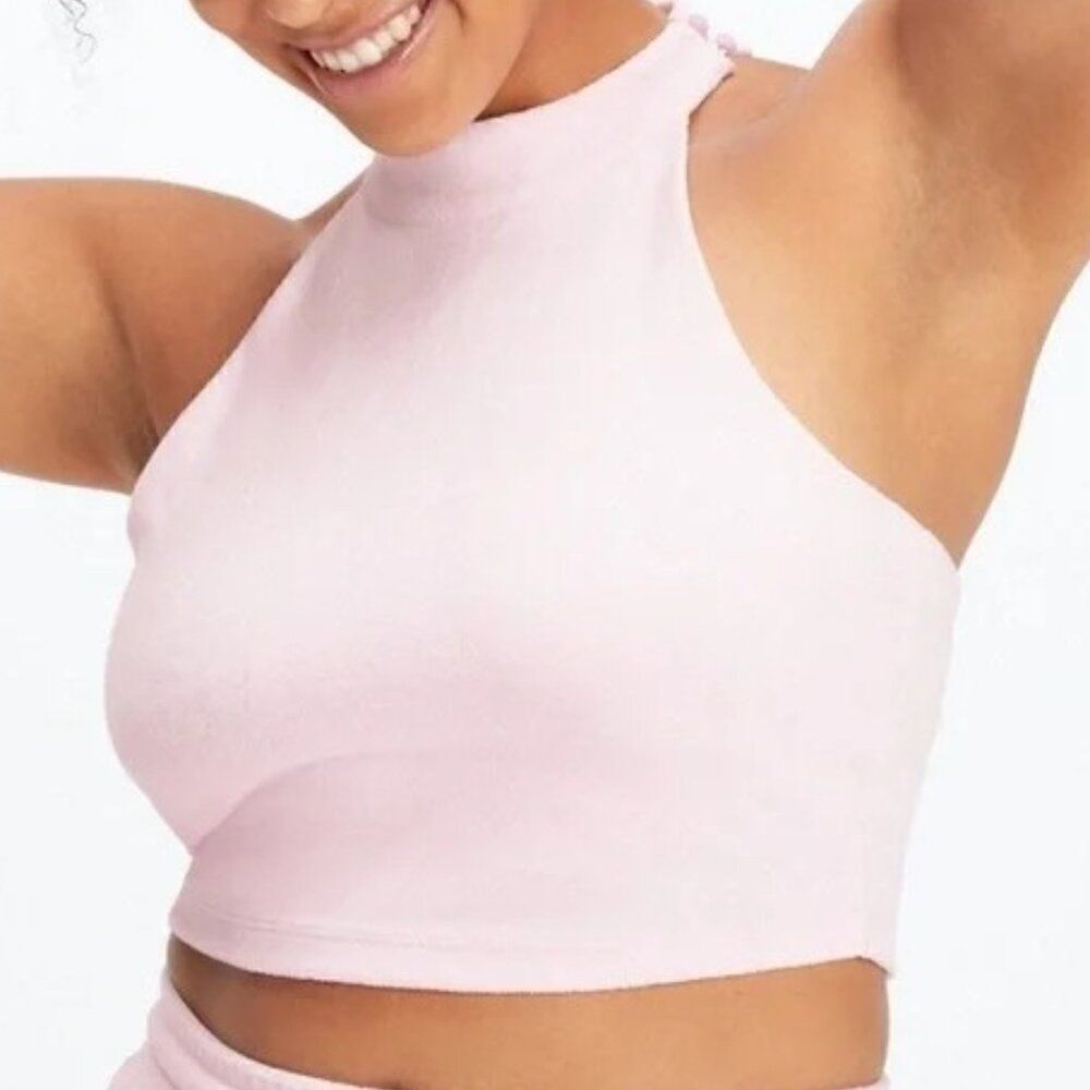 NWT Fabletics Terry Built-In Bra Tank in Pink Size Lg